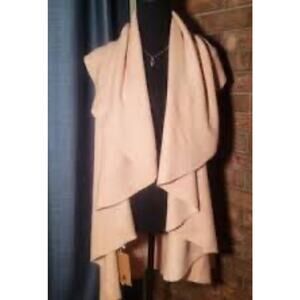 Chic Draped Waterfall Vest – Soft pink open front size Medium